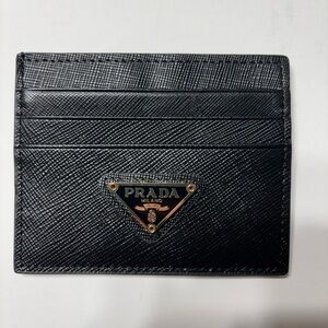 Prada Black Leather Card Holder Wallet